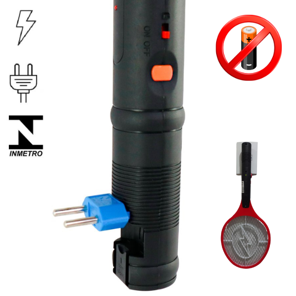 Raquete Elétrica Mata Insetos Recarregável Bi-volt 110/220V