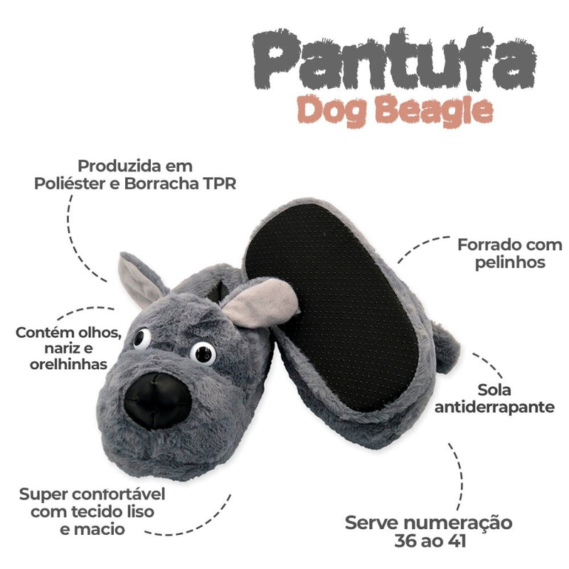 Pantufa Dog Beagle Cinza Tam.Único 36-41